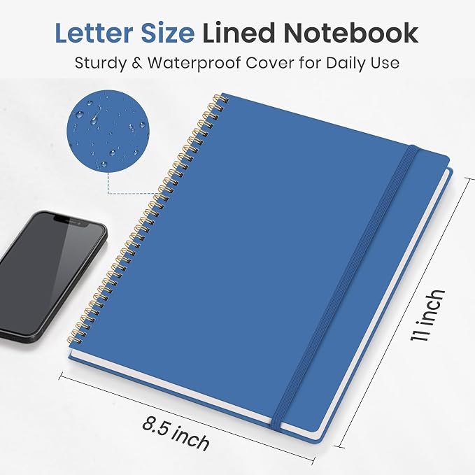 Taja Large Spiral Lined Notebook for Work, Journal for Women & Men