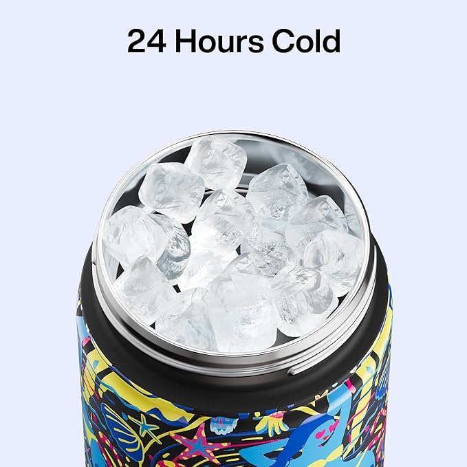 ENCOOL Insulated Water Bottle with Straw Stainless Steel Water Bottle, Leak-Proof, BPA-Free, Double Wall Vacuum Keeps Cold for 24 Hours for Sports, Travel, School (26 oz, Summer Surf)