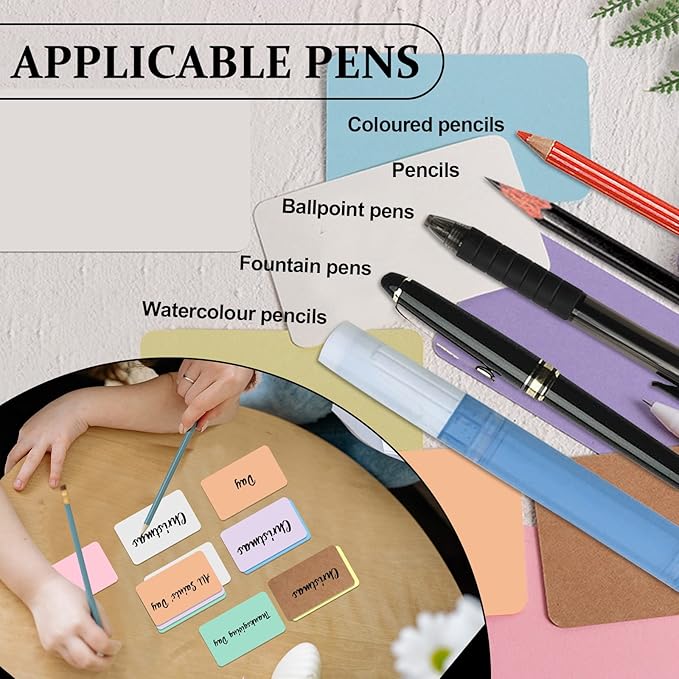 240Pcs Small Blank Paper Message Note Business Cards, 3.5x2'' Mini Index Cards for Gift, 8 Colors Blank Vocabulary Word Flash Study Cards Double Sided, Colored Notecards Unlined