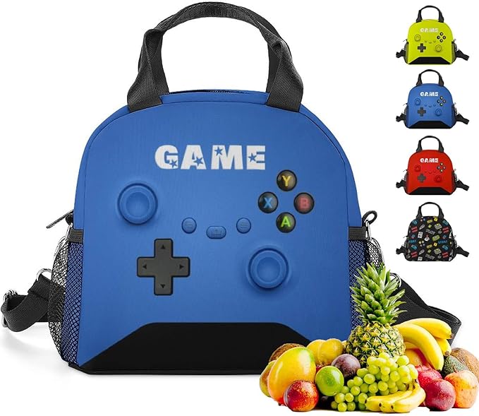 Insulated Lunch Box for Boys Girls, Game Lunch Bag for School Work Office Travel Picnic Hiking Beach, Waterproof Leakproof Portable Fits Most Bento Boxes