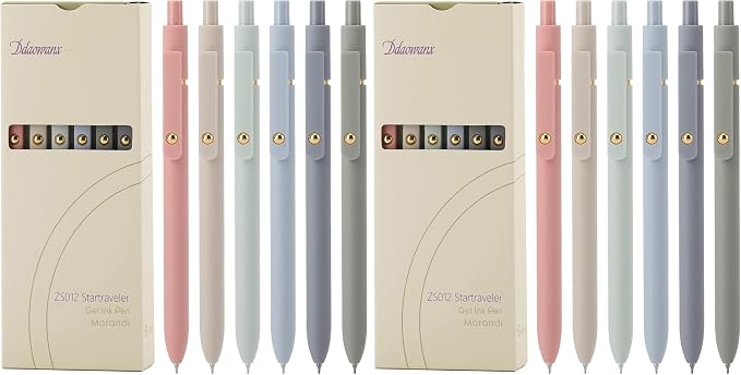 Ddaowanx Gel Pens,6 Pcs 0.5mm Retractable Quick Dry Black Ink Pens (Pack of 2)