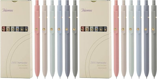 Ddaowanx Gel Pens,6 Pcs 0.5mm Retractable Quick Dry Black Ink Pens (Pack of 2)