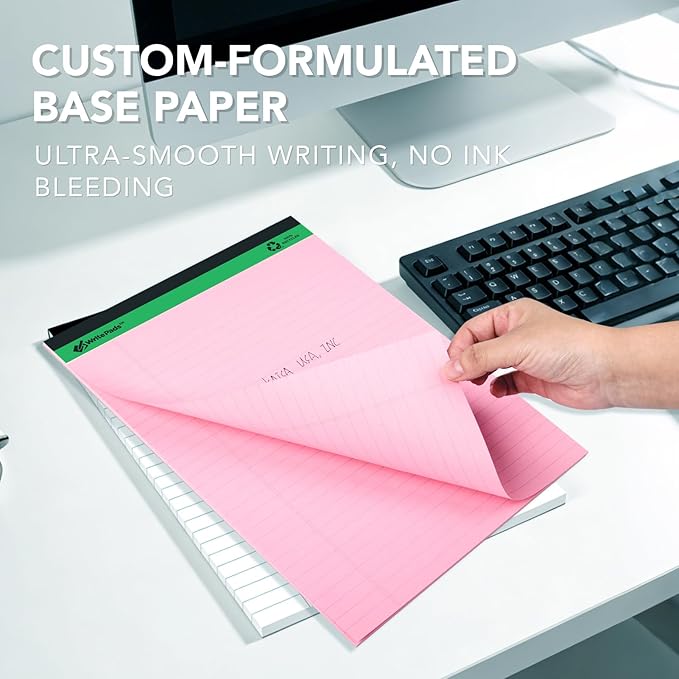 KAISA Colored Legal Pad 15lb Recycled Paper Writing Pad, 4pcs 5"x8" Narrow Ruled and 4pcs 8.5x11 inch Wide Ruled, 50 Sheets, Mixed 8pads, KSU-7358