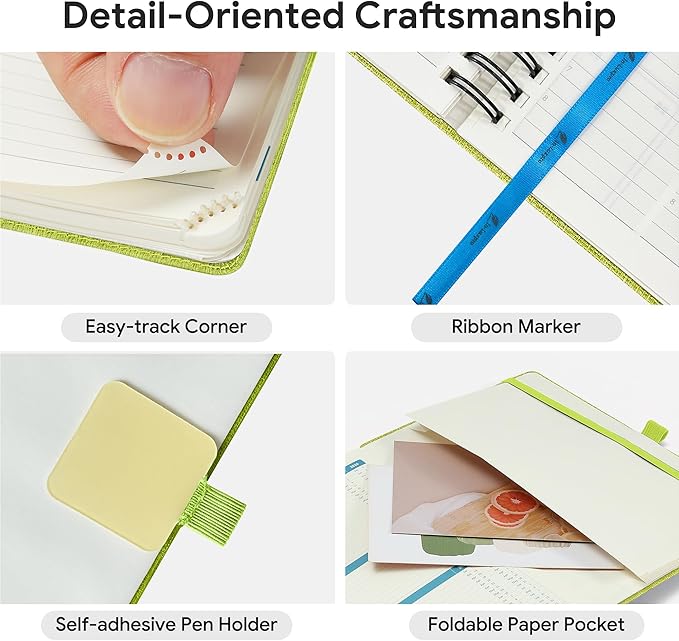 2026-2027 Planner, Daily Weekly Monthly Academic Planner, 18 Months Spiral Bound Agenda, 6.5" x 3.75", Vertical Layout, Calendar Planner, Vegan Leather Soft Cover,Apple Green