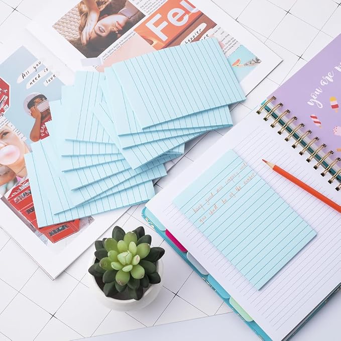 (12 Pack) Lined Sticky Notes 4x6 in,Light Blue Large Notepads with Lines,Ruled Stickies Super Sticking Power,Office School Memo Note Pads,Post on Windows Doors,Recyclable,Easy to Write on