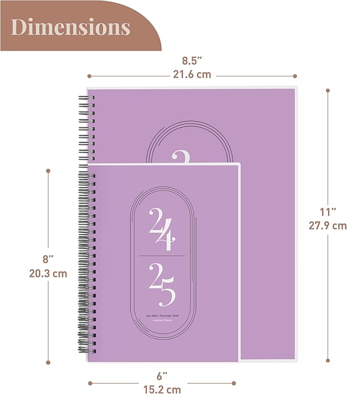 Rileys Academic Planner 2025-2026, Daily, Weekly & Monthly Planner, July 2025 - June 2026, Student Notes Pages, Twin-Wire Binding, Weekly Agenda for School & Work (8.5 x 11-Inches, Lilac)