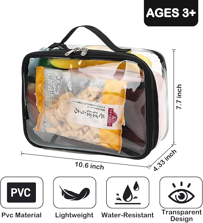 FlowFly Kids Lunch box Insulated Soft Bag Mini Cooler Back to School Thermal Meal Tote Kit for Girls, Boys,Clear