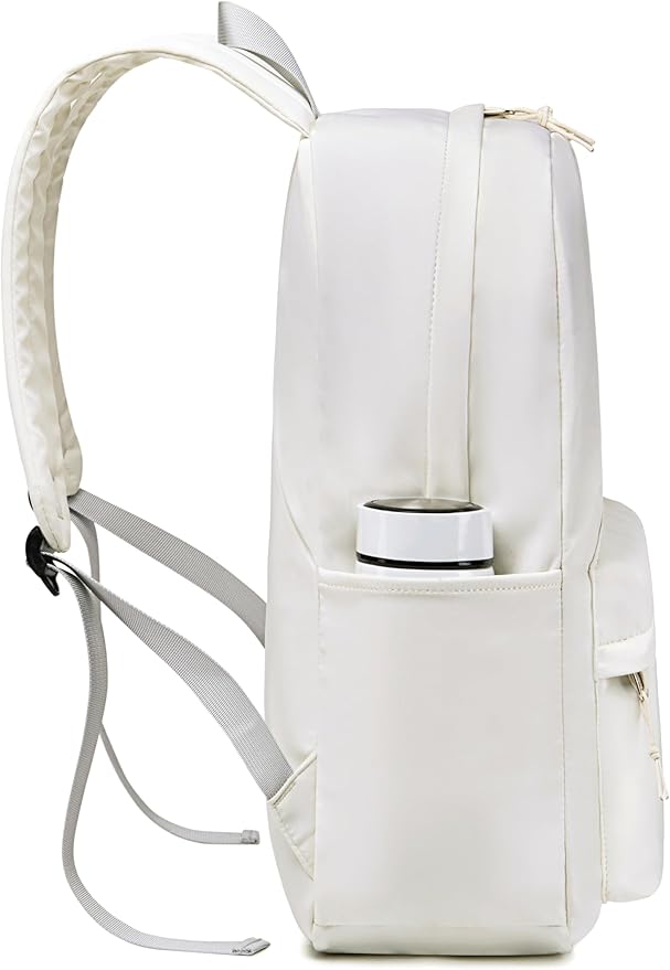 Bluboon School Backpack for Teen Girls Women Laptop Backpack College Bookbags Middle School Travel Work Commuter Back Pack(Solid Beige)