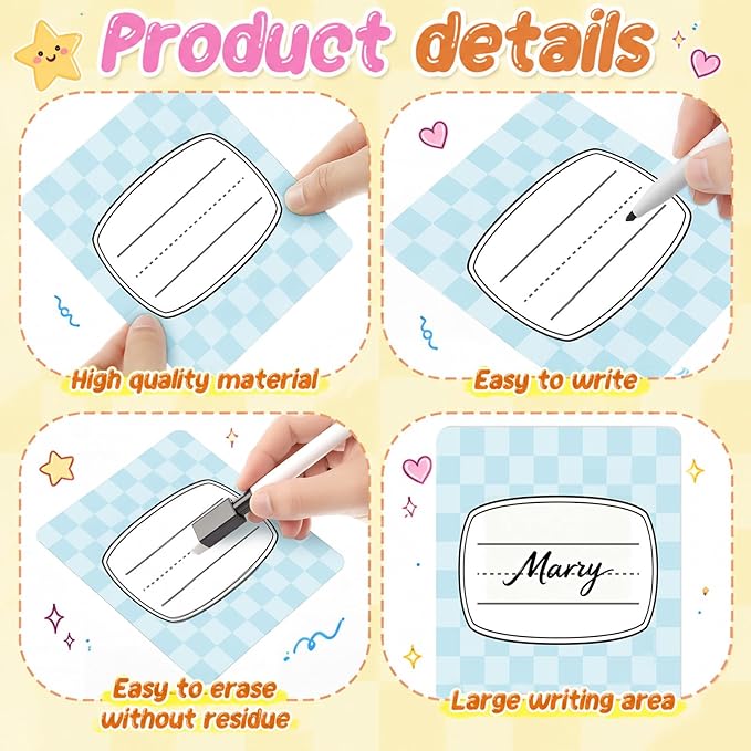 Crtiin 42 Pcs Magnetic Name Tags for Lockers Pastel Checkerboard Dry Erase Labels Magnetic Reusable Name Tags for Back to School Whiteboard Classroom School Bus Locker Fridge