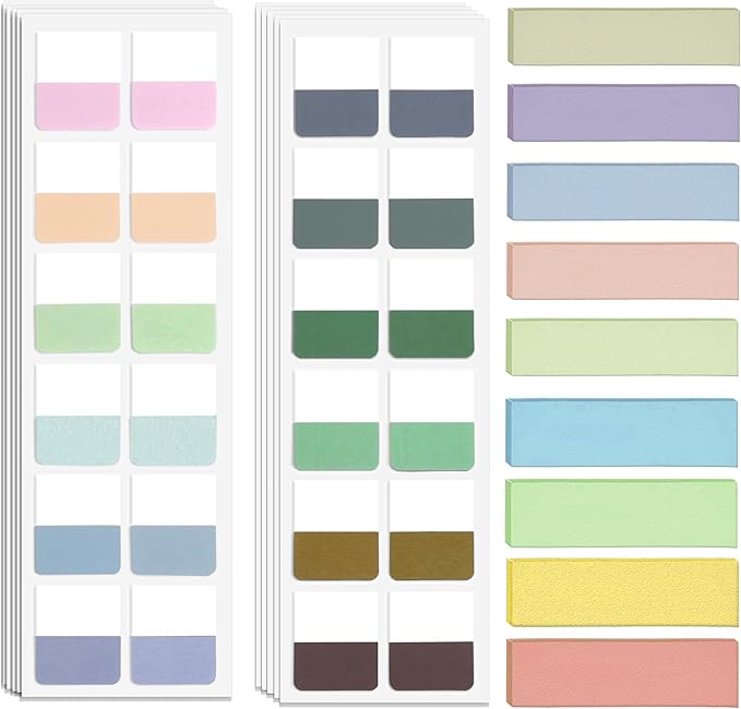 Potanro 1140PCS Sticky Index Tabs, Colourful Tabs for Notebooks, Page Markers Sticky Tabs, Book Tabs, Tabs for School Office, Classroom, Home Meetings