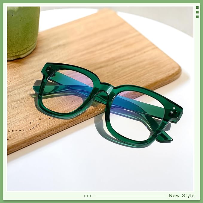 Madison Avenue Blue Light Blocking Glasses Oversized Fashion Blue Light Glasses for Women Anti Eyestrain & UV Protection Computer Eyeglasses (Green)