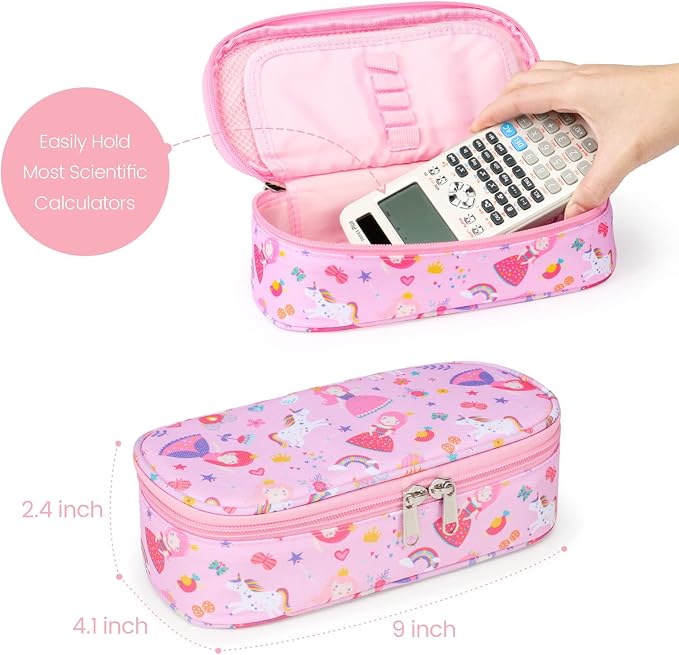 Cambond Cute Pencil Case for Girls - School Pencil Pouch Kid, Pink Princess | Pencil Case for Kids Big Capacity Organizer Bag for Staionary, Aesthetic School Supplies Girls, Water-Resistent Pen Bag