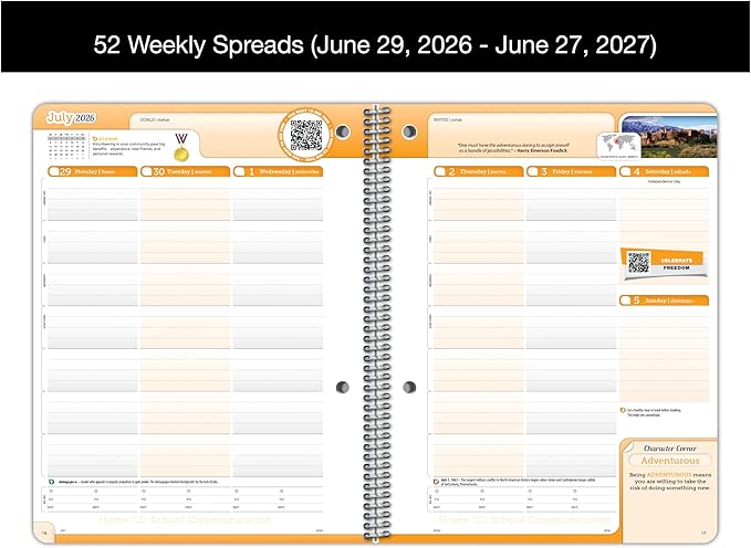 Dated Middle High School Student Planner 2026-2027 Academic School Year, ‎Medium (6.75" by 9") Matrix Style Datebook with Boulder Cover