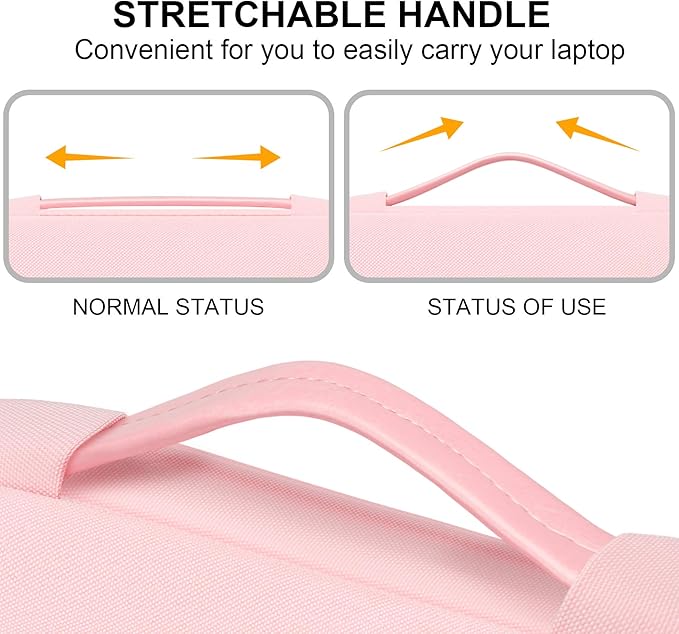 Lacdo 360° Protective Laptop Sleeve Case for 16 inch MacBook Pro M5 Pro/Max A3428 A3429 (2026), M4/M3/M2/M1 A3403 A3186 A2991 A2780 A2485 A2141, 15 inch Surface Laptop 7/6/5/4/3 Computer Bag, Pink