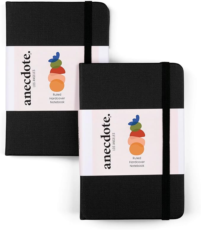 ANECDOTE. Small Journal Notebook for Men & Women, 192 Pages | Thick 80 GSM Lined Paper| Hardcover (5.5"x3.5" Pocket Size) | Daily Journaling Diary for Work, Travel, School & Office Use (Black)