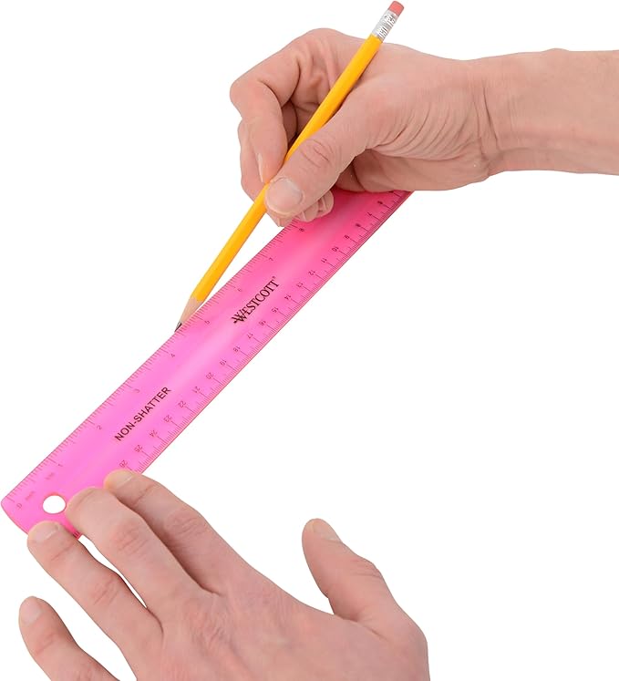 Westcott Shatterproof Ruler, 12-Inch, Pink (16011)