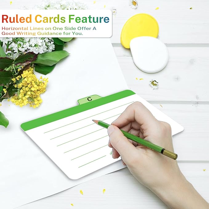 Neando 3 x 5 inches Index Card Dividers, Alphabetical Tabbed Index Cards Guides, Colored Note Cards, File and Recipe Guides with Alphabetical Tabs, Assorted Colors, 24 Counts, A-Z Guide