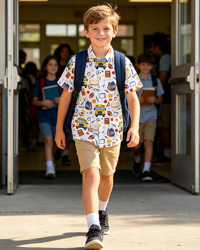 Enlifety 2-10T Kids Hawaiian Shirt Boys Short Sleeve Button Down Shirts Hawaii Summer Casual Blouse