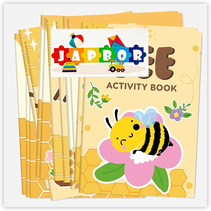 JAPBOR Bee Activity Coloring Books - 24PCS Mini Honeybees Color Activities Book Bulk for Party Favor, Spring Summer Honey Bees Small DIY Colouring Pages for Birthday Gifts Class Draw Painting Game