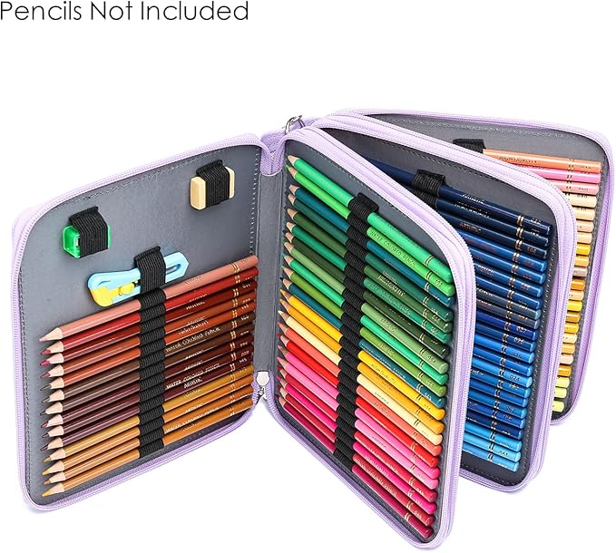 YOUNGCOL 120 Slots Colored Pencil Case Color Pencil Organizer Storage Large Capacity Pencil Holder(Purple, 120 Slots)