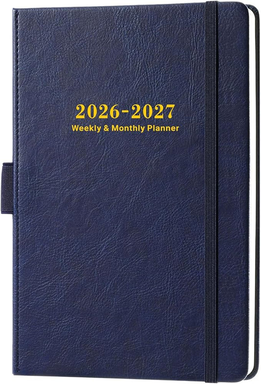Planner 2026-2027 - 2026-2027 Planner, JULY 2026 - JUNE 2027, Weekly and Monthly with Stickers, 5.7" X 8.2", 2026-2027 Calendar Planner, Pen Holder, Inner Pocket, 44 Notes Pages - Blue