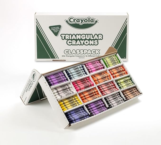 Crayola Triangular Crayon Classpack (256ct), 16 Colors, Bulk Toddler Crayons, Teacher Classroom Must Haves, School Supplies, Preschool & Kindergarten