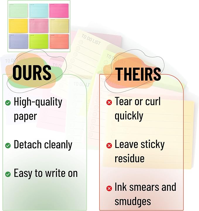 Mr. Pen- to Do List Sticky Notes, 3"x4", 9 Pads, 360 Sheets, Lined Checklist Sticky Pads with Smooth Writing, Easy Peel-Off, Thick Paper for Planning, Office, School & Daily Tasks