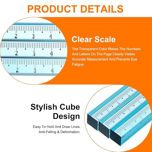 HARFINGTON 3pcs Acrylic Clear Straight Rulers 15/20/30cm Metric Colorful