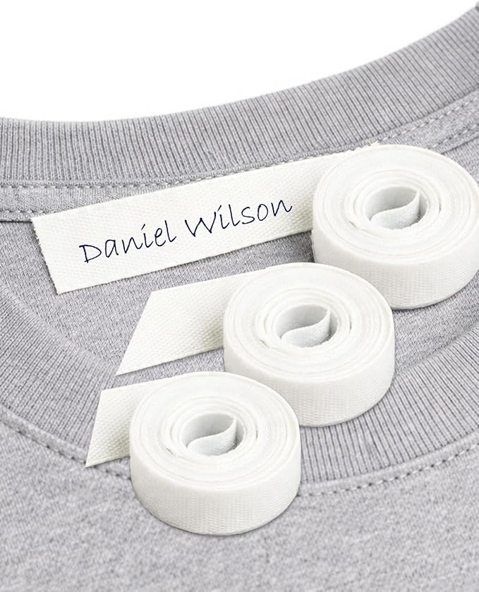 3 Iron-On White Fabric Tape. Writable Clothing Label Roll, 3m x 1cm. for Kids, School & Care Settings, Nursery