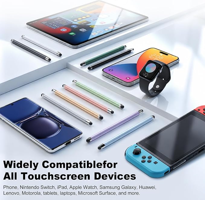 10 Pack Stylus,Stylus Pen for Touchscreen.Universal Capacitive Stylus.2-in-1 Dual Rubber Tip,High Precision & Sensitivity.Stylus Pen for ipad/Tablet/iPhone/Nintendo Switch/Android Phone.(20 Tips)