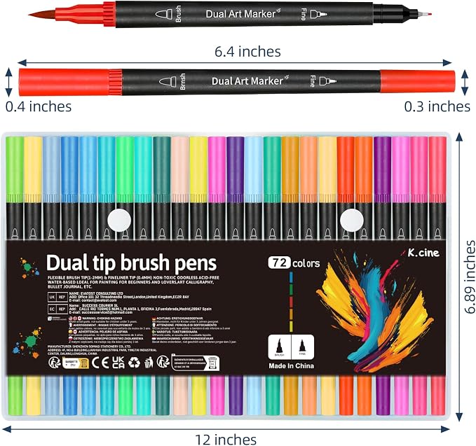 72 Markers For Adult Coloring Books, Dual Brush Marker Pens, Fine Tip Color Markers For Drawing Art Supplies Kit And School Supplies