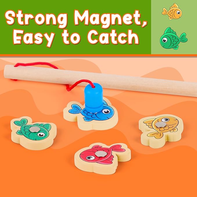 Magnetic Fishing Math Game for Kids 3-5, Montessori Counting Toy with Dice Poppers, Preschool Math Manipulatives Board Game, Addition and Subtraction Dice Game for Homeschool Classroom