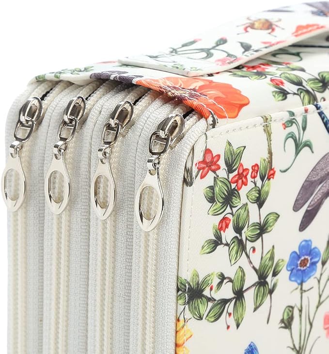 Portable Colored 200 Slots Pencil case Organizer with Printing Pattern for Watercolor Pens or Markers, Pencil Case Organizer for Artist