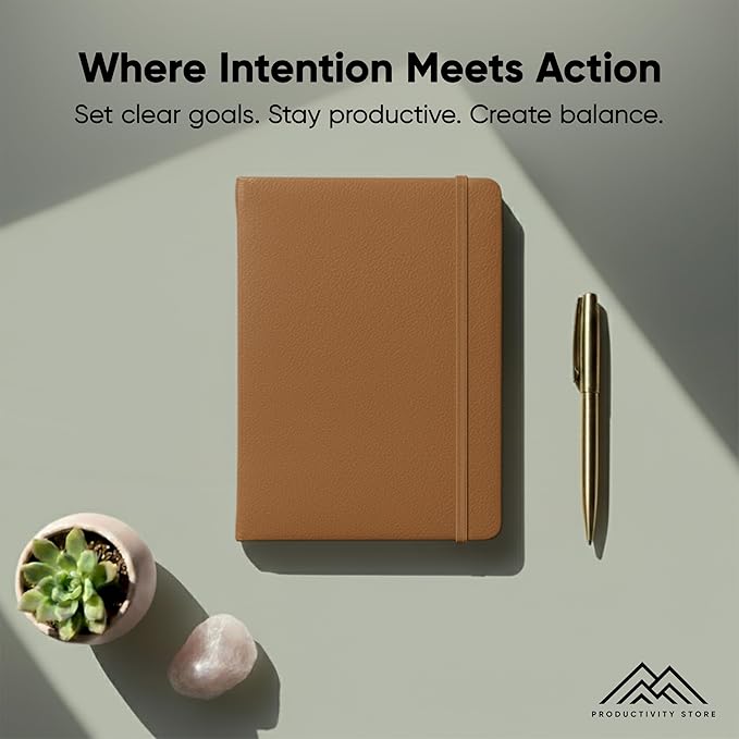 PRODUCTIVITY STORE Pro - Undated, 2025 Planner, 5.8” x 8.3” - The #1 Productivity Planner to Achieve Your 2025 Goals - Planner 2025-2026 - Brown - A5
