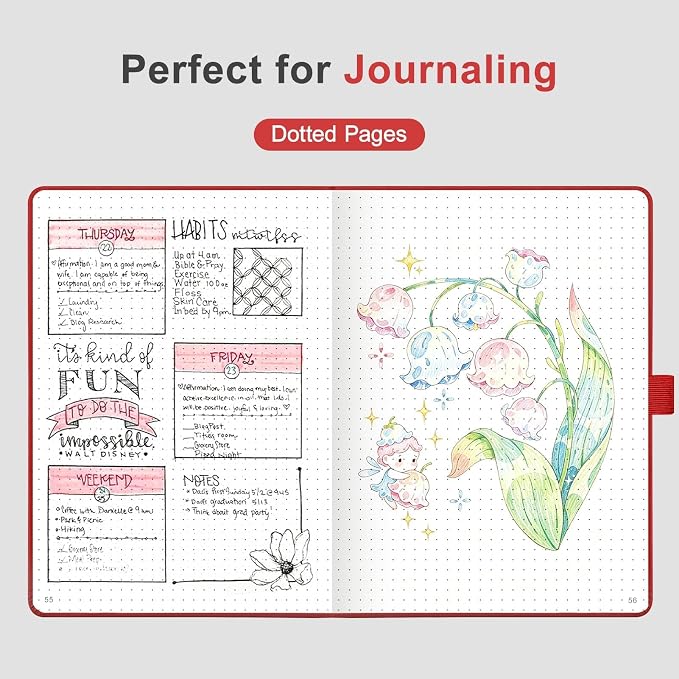 AHGXG Dotted Journal Notebook, 160 Numbered Pages, A5 Size (5.7'' x 8.3'')