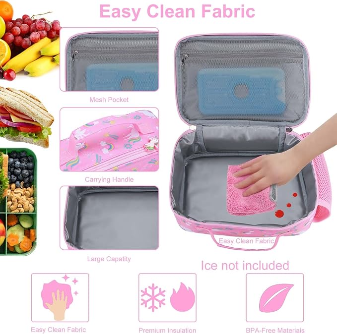 RHCPFOVR Kids Lunch Bag - Insulated Lunch Box for Boys Girls,Washable Lunch Bag and Reusable Toddler Leak-proof Lunchbox for School and Daycare