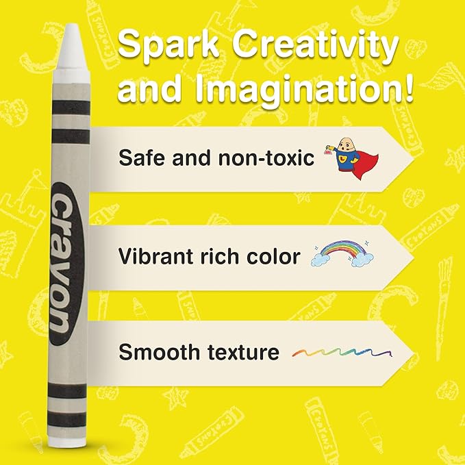 Lucky Art White Crayons Bulk - 80 Count Regular Size Single Color Crayon Refill, Non-Toxic Art Supplies for Teachers, Classrooms and School Projects