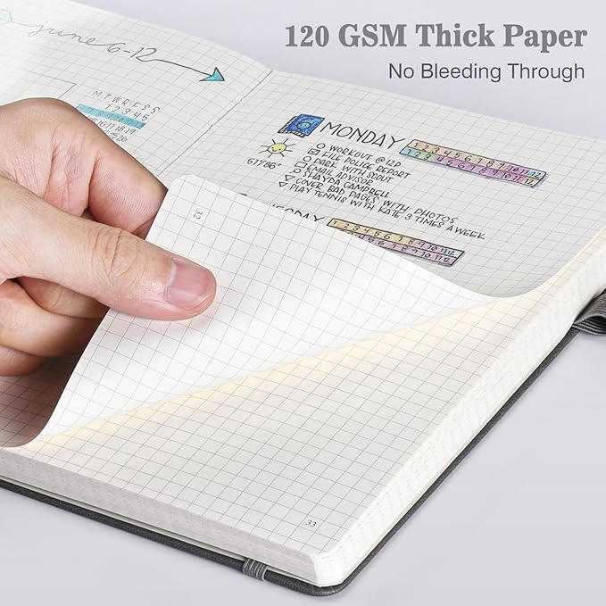 Graph Paper Notebook 3 Pack, A5 Grid Notebook Journal, Graph Notebook with 120gsm Paper, Hardcover Leather Journal for Writing, Grid Paper Notebook for Work, School Supplies, Engineering,5.75" x 8.38"