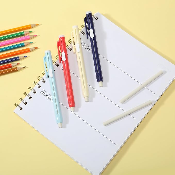 Mr. Pen- Retractable Mechanical Eraser Pens, 4 Pack, Vibrant Colors, Latex-Free Precision Pencil Erasers for Artists, Students, Drawing, Sketching & Drafting