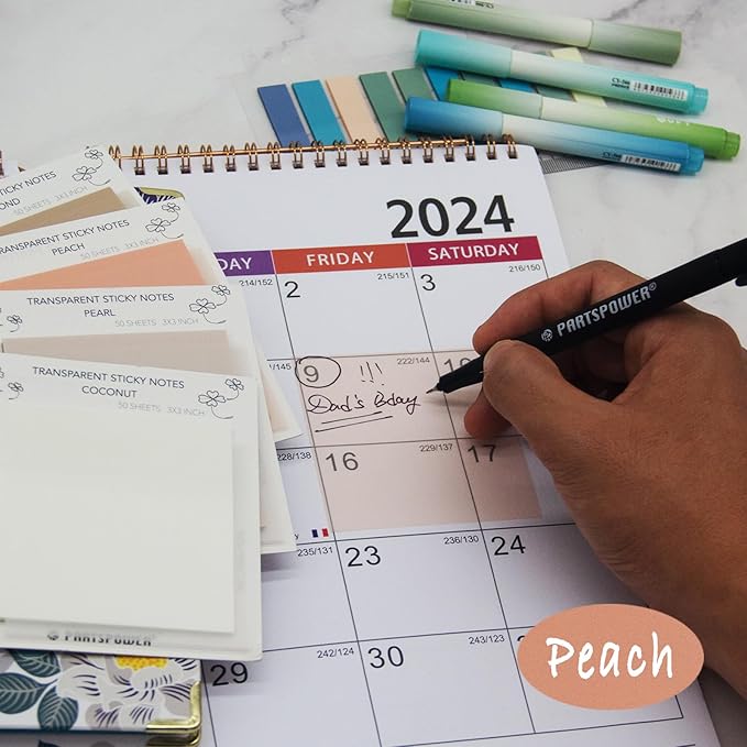 Pastel Transparent Sticky Notes, 4 Packs 3X3 Inch See Through Annotating Sticky Notes for Annotating, Bible Journaling Supplies, School Office Supplies
