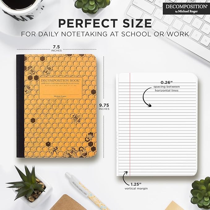 Decomposition Honeycomb College Ruled Composition Notebook - 9.75 x 7.5 Journal with 160 Lined Pages - Notebooks for School Supplies, Home & Office - 100% Recycled Paper - Made in USA