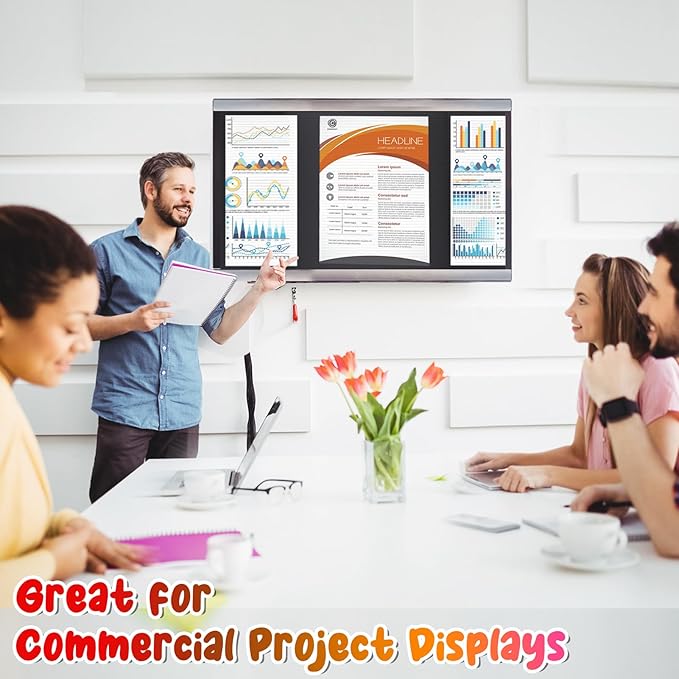 8 PCS Trifold Poster Board- Large 40" x 28" Tri Fold Display Board Hard & Thick Black Presentation Cardboard for Science Fair, School Projects, Business Supply