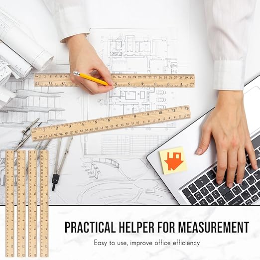 Zonon 30 Pcs Wooden Rulers Bulk 12 Inch Ruler for Classroom, Easy-to-Read with Inches and Metric, First Day of School Gift for Kids, School, Home, Office, Students, Teachers