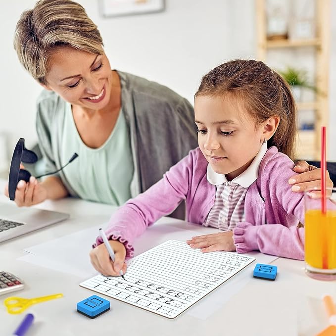 Scribbledo 5 Pack Dry Erase Handwriting Practice for Kids 9 x 12 Inch Letter Alphabet Tracing Board Whiteboard for Kids Ages 3-5 Write and Wipe Alphabet Practice Cards Letters & Erasers