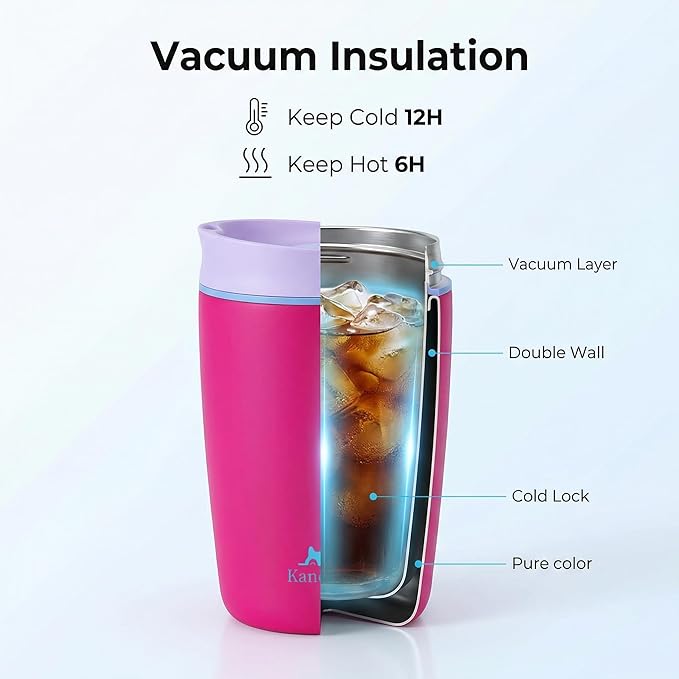 12 oz coffee tumbler Insulated coffee mug with lid Slider Insulated Stainless Steel Coffee Tumbler, Travel Mug for Hot and Iced Beverages insulated travel coffee mug (BB pink)