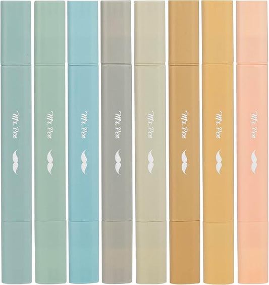 Mr. Pen- Aesthetic Bible Highlighters No Bleed Through Assorted Color, 8pcs | Ocean Dune, Cute Highlighter Dual Tip for Journaling Supplies and School Accessories, Bible Highlighters and Pens No Bleed