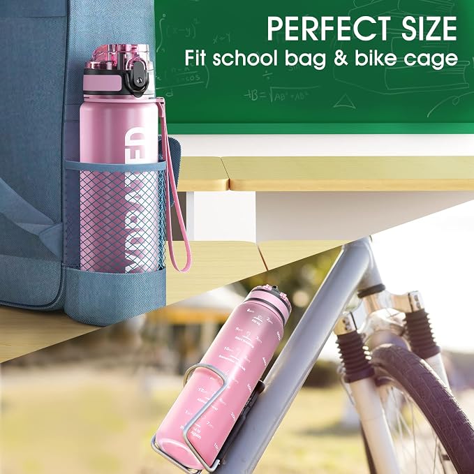 Sahara Sailor Water Bottle 25oz, Tritan Sports Bottle with Time Marker | Bpa Free, Leakproof Wide Mouth With Fast Flow Lid And Cleaning Brush, For Gym School Office Travel, 1 Count