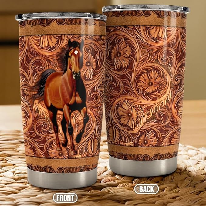 SANDJEST Horse Tumbler 20oz Stainless Steel Insulated Coffee Travel Mug Cup for Women Girls Men Horse Gifts for Birthday Christmas