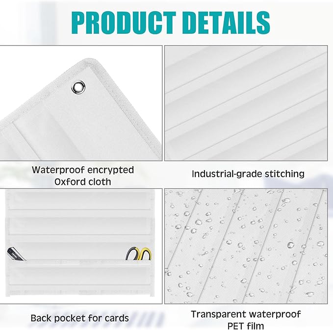 Outus 4 Pcs Magnetic Pocket Chart Standard Classroom with 40 Pcs Dry Erase Cards for Daily Schedule Class Demonstrations Office Home Activities (White)