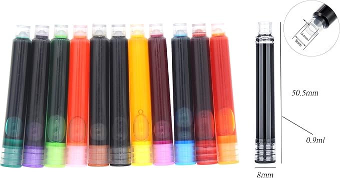 35 Pieces Ink Cartridges for Fountain Pen with Storage Box, 3.4 mm Bore Diameter, Blue